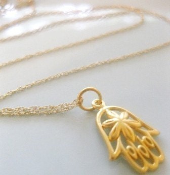 Gold Hamsa Necklace - "Give em the Hand"