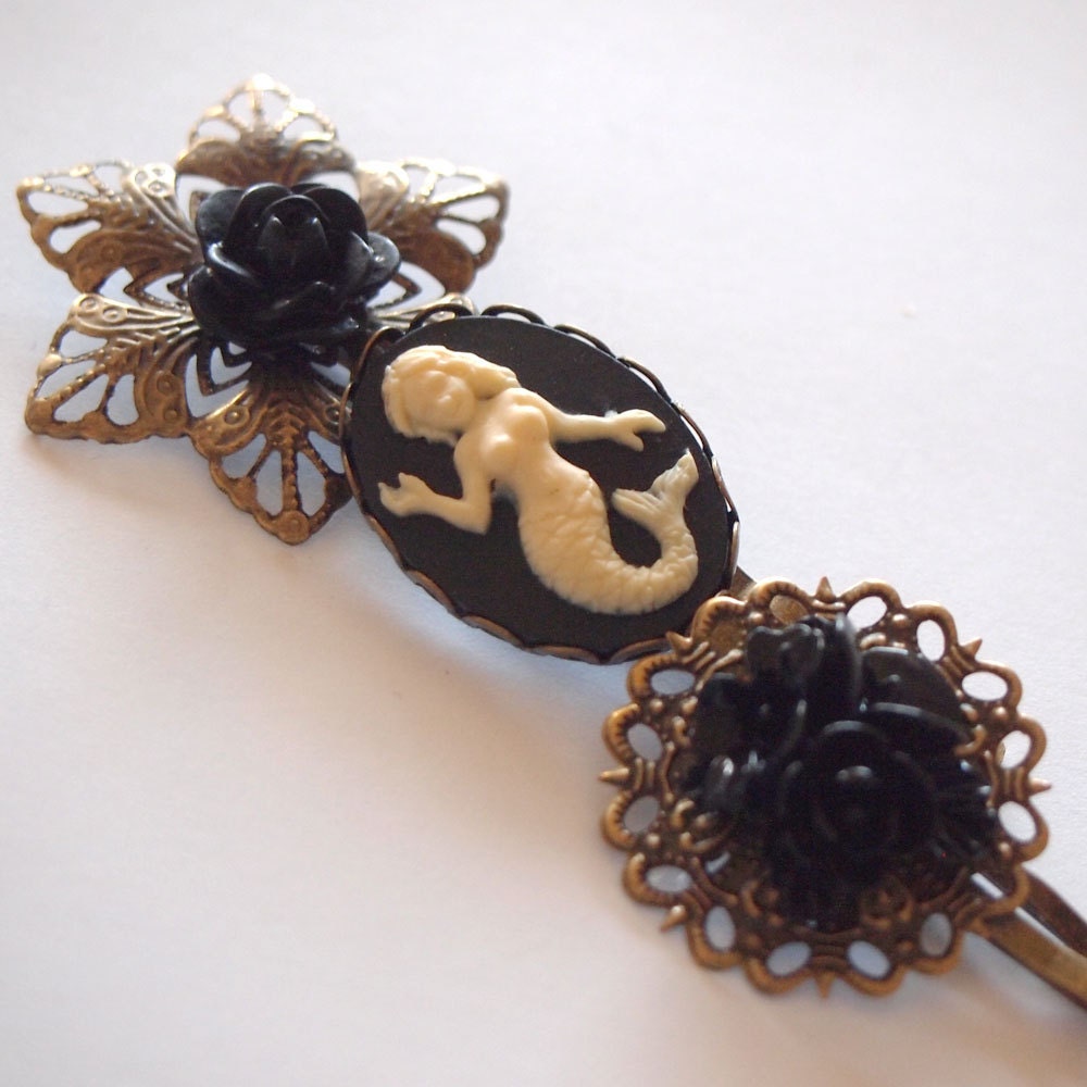Dark Mermaid Hair Pin Set - Nautical Tattoo inspired Sailor