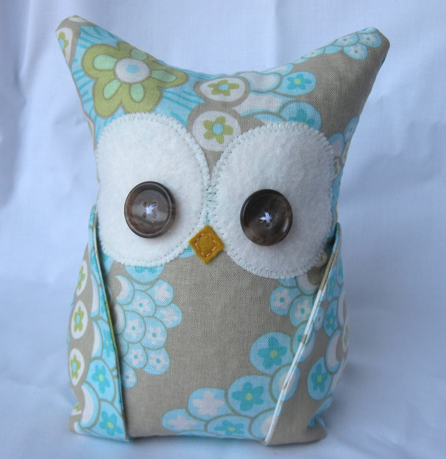 2 Owl Bookends, Doorstops, Paperweights Amy Butler fabric