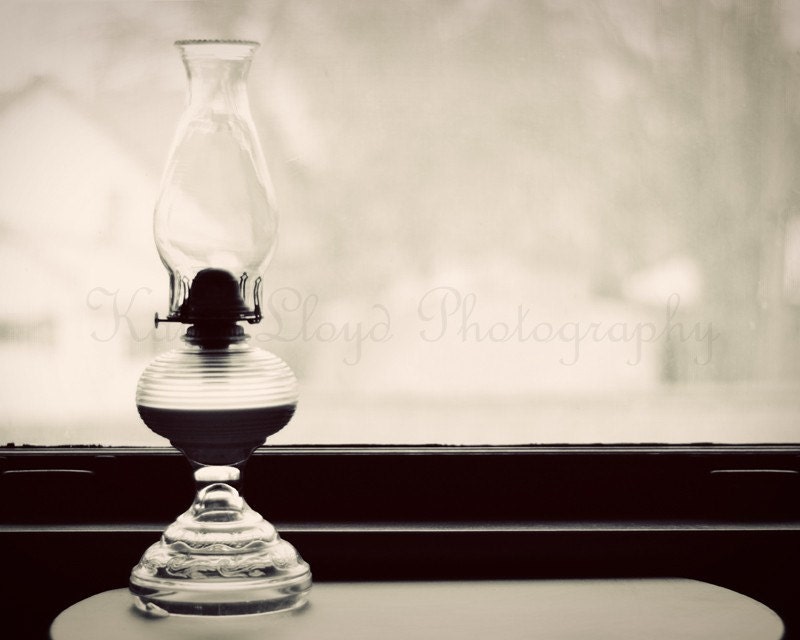 Oil Lamp by Day - 16x20 Fine Art Still Life Photography Print - Home Decor Photo Indoor Winter Scene