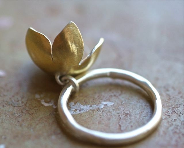 golden bell flower charm ring