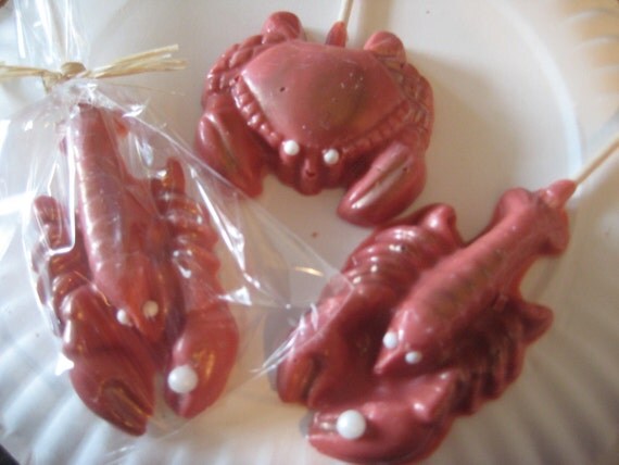 Items similar to Chocolate Lobster and Crab Lollipop Assortment New