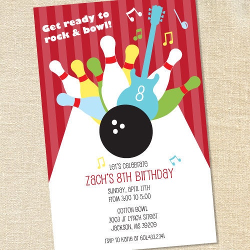 Sweet Wishes 20 Rock & Bowl Bowling Birthday Party Invitations - Custom Quantities (As Low as 1.19 Each) Il_170x135