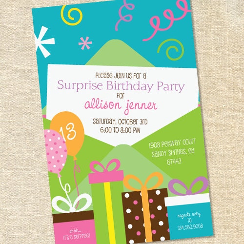 Sweet Wishes 20 Girls Surprise Birthday Party Invitations - Custom Quantities (As Low as 1.19 Each) Il_170x135