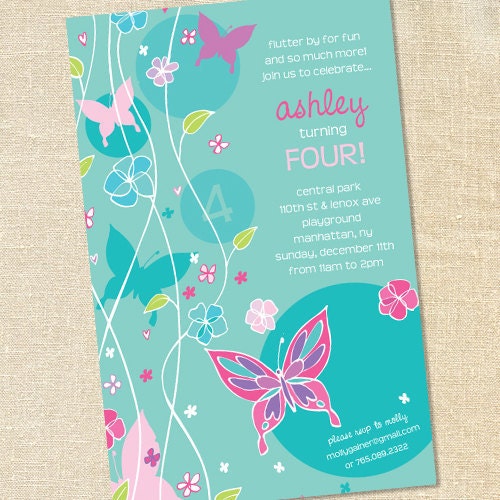 Sweet Wishes 20 Girls Butterfly Birthday Party or Baby Shower Invitations - Custom Quantities (As Low as 1.19 Each) Il_170x135