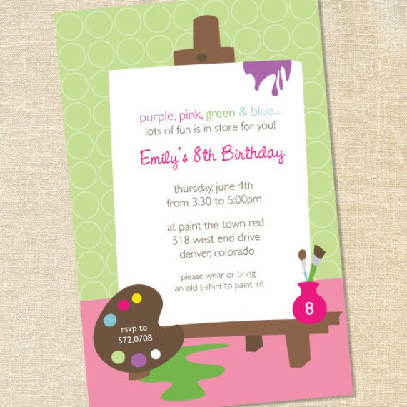Sweet Wishes 20 Girls Painting Art Birthday Party Invitations - Custom Quantities (As Low as 1.19 Each) Il_570xn