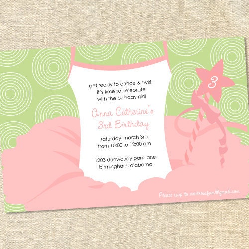 Sweet Wishes 20 GIrls Ballet Recital Princess Party Invitations - Custom Quantities (As Low as 1.19 Each) Il_570xn