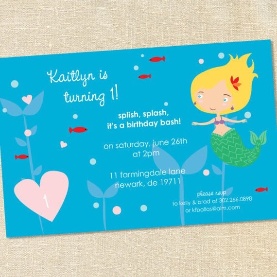Sweet Wishes 20 Mermaid Pool Party Invitations - Custom Quantities (As Low as 1.19 Each) Il_570xn