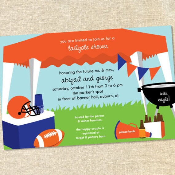 Sweet Wishes Football Tailgating Tent Invitations (Customize your colors!) - PRINTED - Digital File Also Available Il_570xn