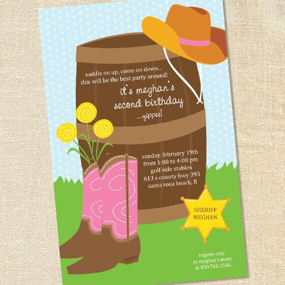 Sweet Wishes 20 Pink Cowgirl Horseback Riding Birthday Party Invitations - Custom Quantities (As Low as 1.19 Each) Il_570xn