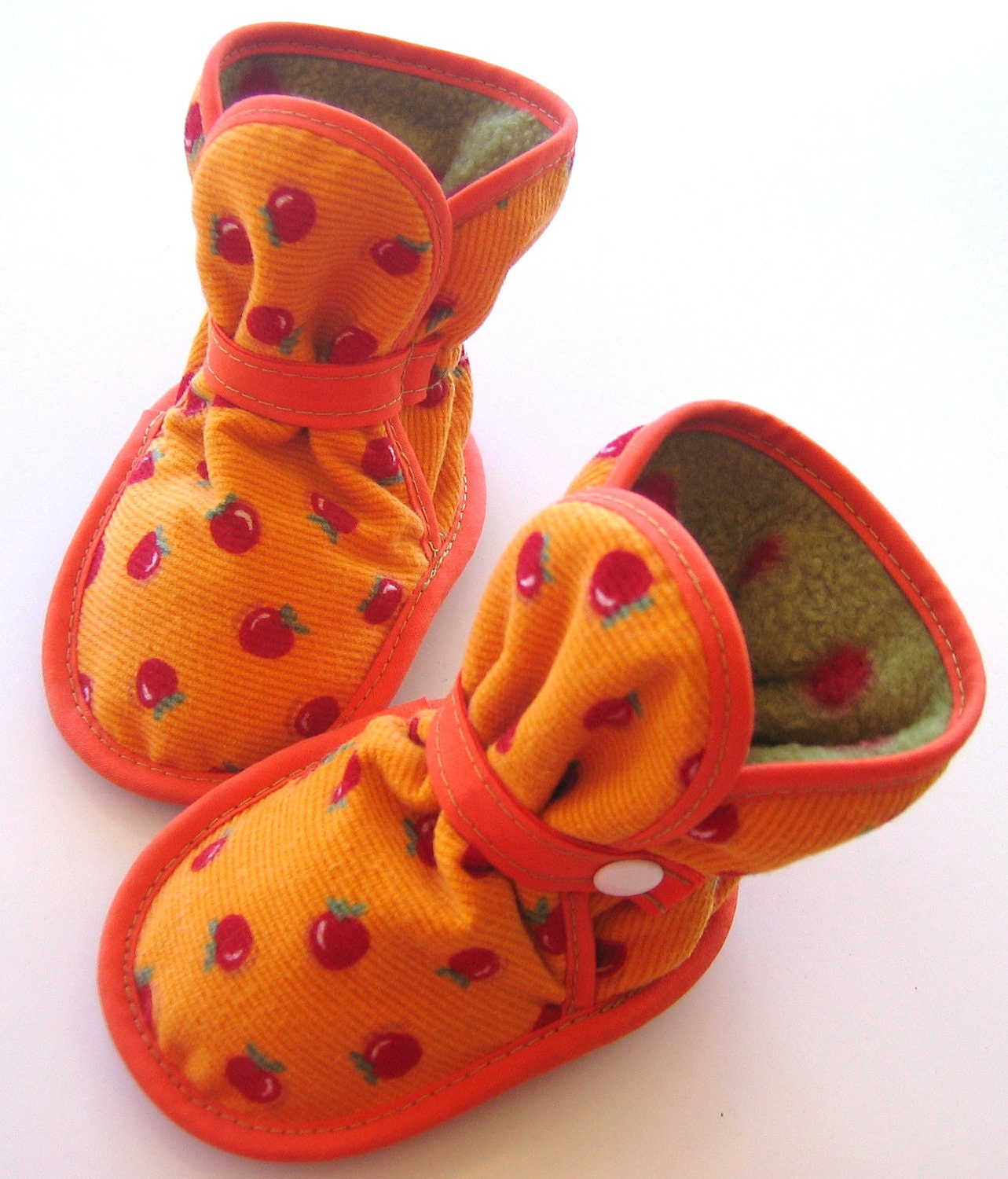 Bundle of Joy Sale - Buy 2, Get 1 FREE - use coupon - BUNDLEOFJOY - Apples and Polka Dot Baby Booties - Etsy kids slippers, boots, shoes