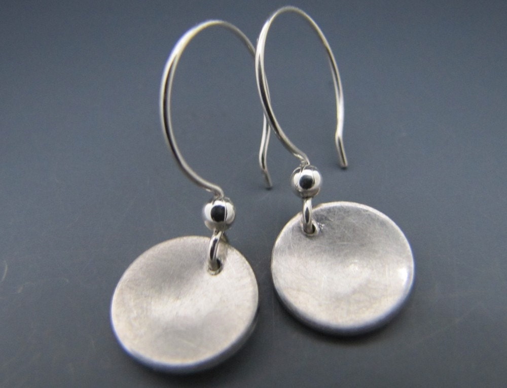Small Brushed Disk Earrings