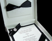 Boxed Couture Wedding Invitations -  Wedding Invite  -    Black  -  White  -  Blacedding  - Set of 105     - Deposit-
