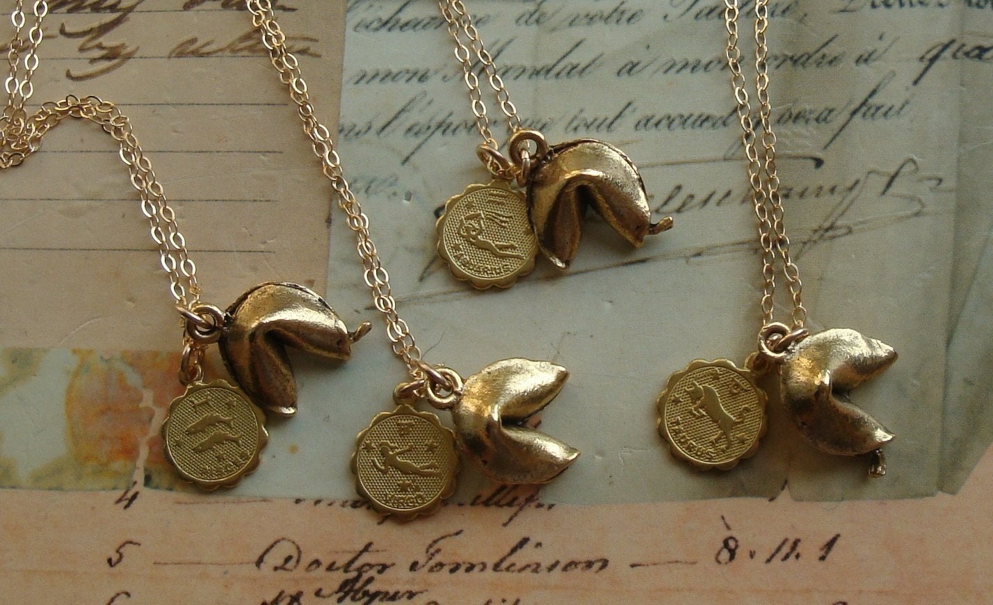 Fortune Cookie with Zodiac Sign Charm Necklace