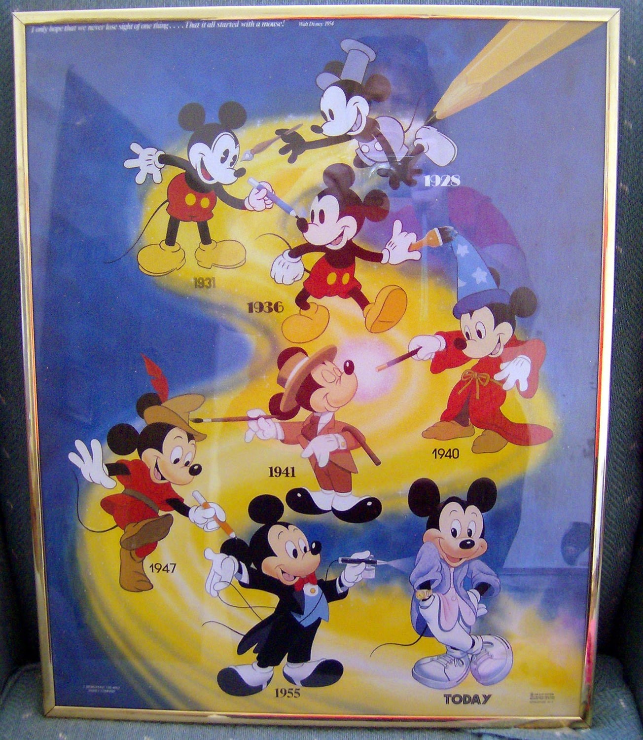 Vintage Mickey Mouse Timeline Framed Print By BeadDivaBoutique