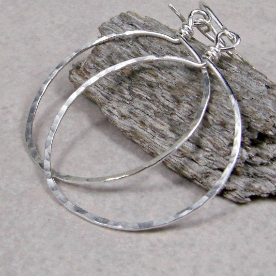 Sterling Silver Hoop Earrings  -  Large