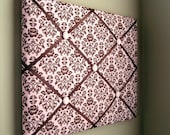 Memory Board Bow Holder Pink and Brown Damask