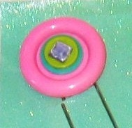 SALE-Handmade Button Bookmark / Jumbo Clip - Pink & Teal Stacked Buttons