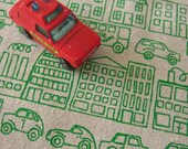 town - screenprinted fabric