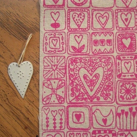 sweetheart - screenprinted fabric