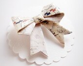 origami paper bow brooch - par avion airmail envelope with postmarks