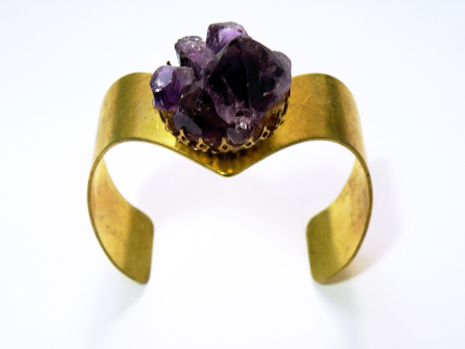Amethyst and Brass Bracelet