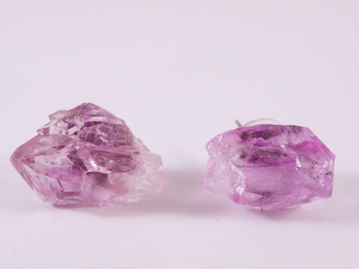 Raw Amethyst Crystal Studs
