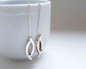 Sterling Silver Little Bird Earrings, simple, long, dangle.