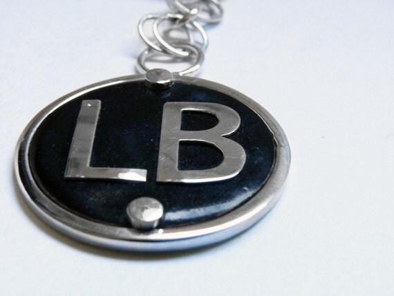 Man Keychain Custom - Sterling silver - Copper and enamel - Made to order - Custom - Letter - Keychain Lyrics - Personalized - Initials