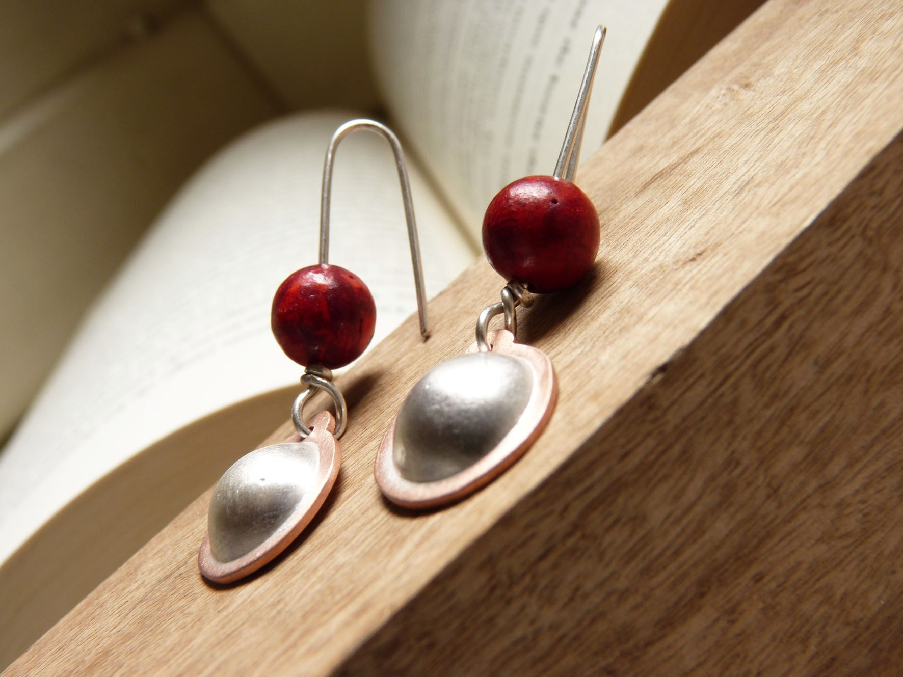 Sponge Coral  earrings - Sterling silver and copper