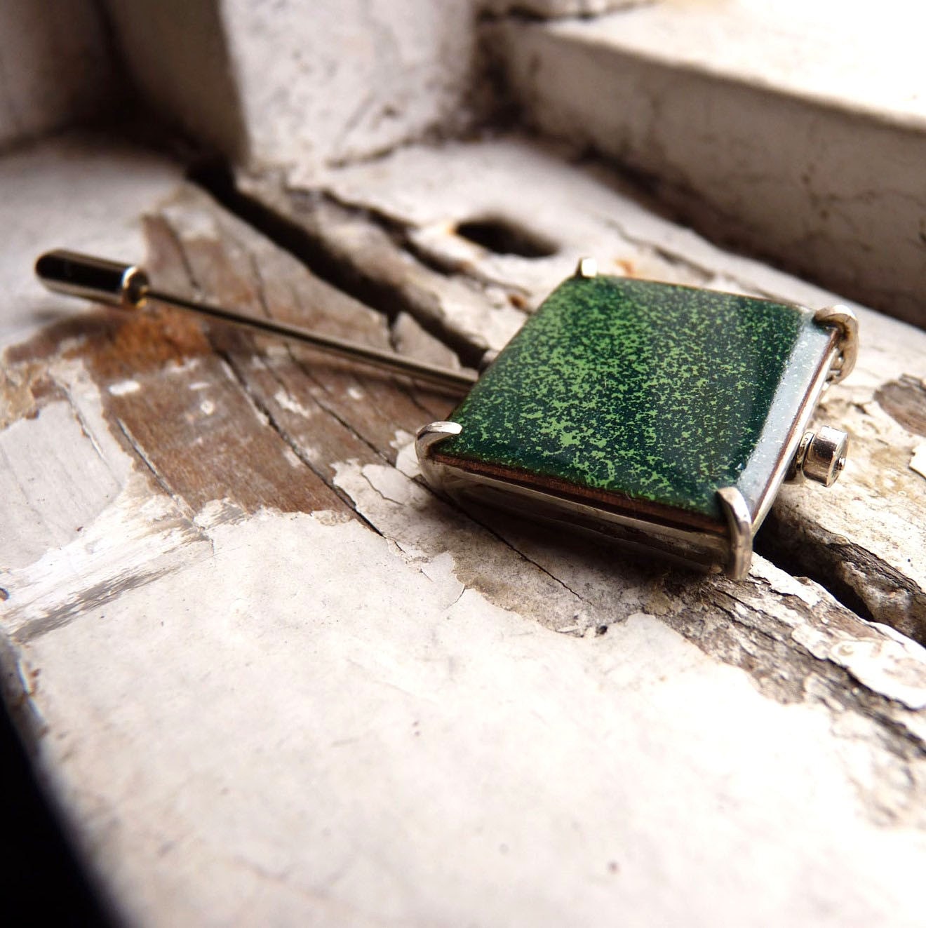 Pendant, Brooch Metamorphosis Enamel, Sterling silver and copper, Custom made in color and shape you want
