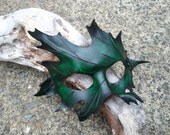 green Leather oak Leaf Mask