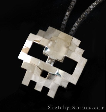 Skull Pendant 8-bit Sterling Silver