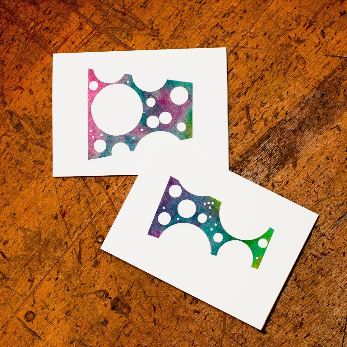 Note Cards Blank Recycled Handmade Paper Colorful Abstract Circles