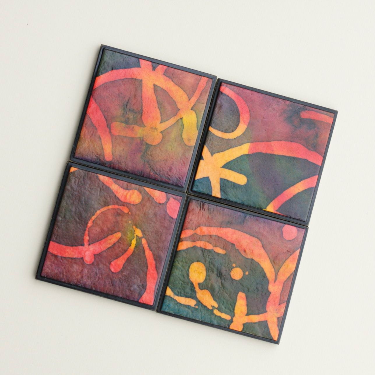 Coasters Handmade Paper Abstract Batik