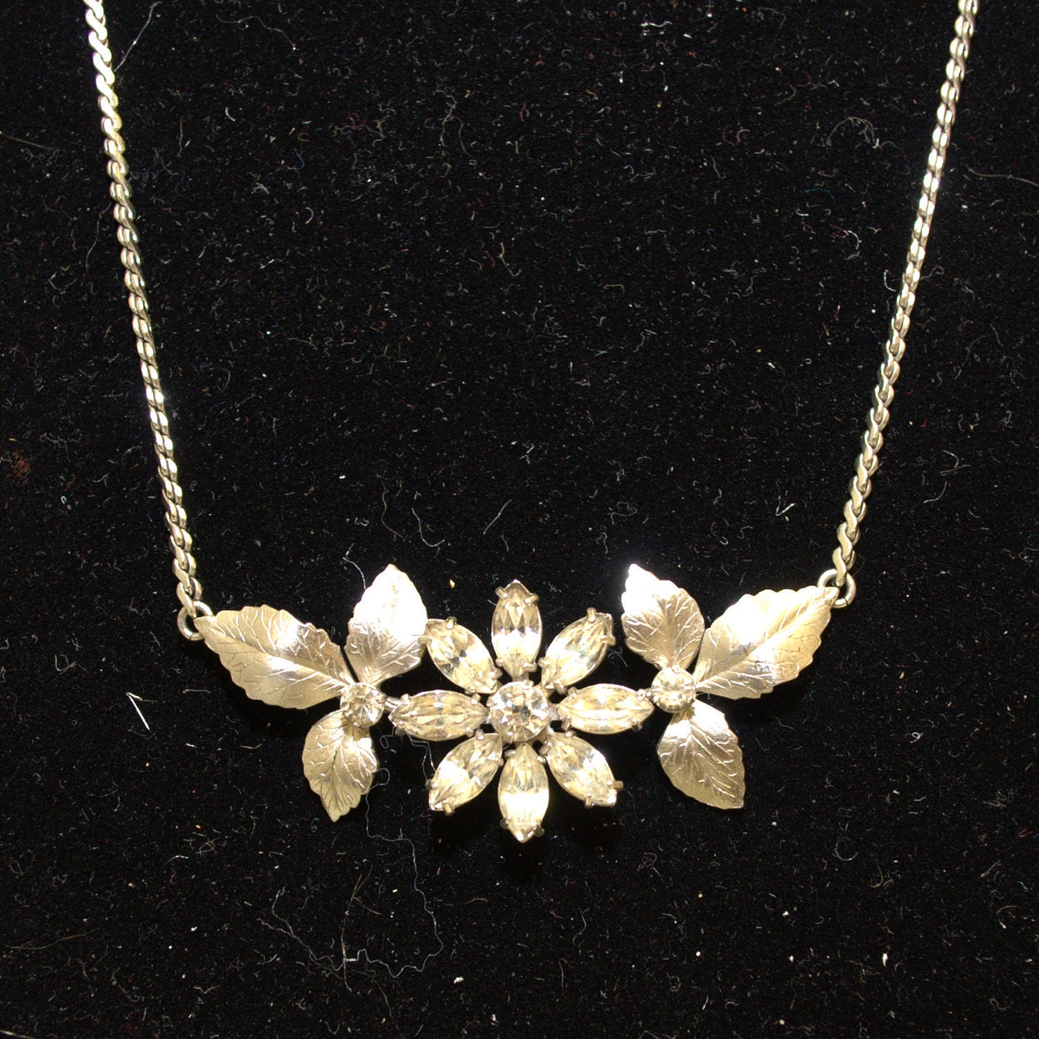 vintage 1930s Krementz floral rhinestone necklace