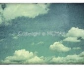 Cloudy Sky - fine art photograph - cloud formation blue airy skyline dreamy wall art - office or home decor 11.5"x 8"