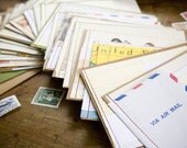 Vintage sewn paper cards - stationary set of 4