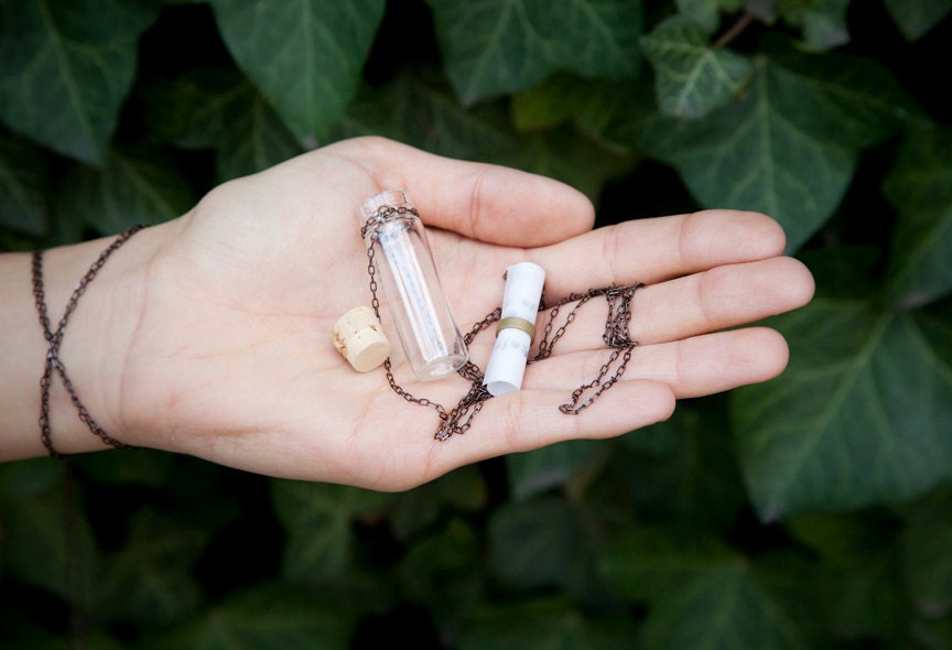 Message in a Bottle Necklace...Personalized Letter on Glass Vial
