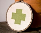 Classic Red Cross Wall Hanging in Hoop - Green