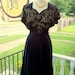 Vintage 1940s Beaded, Black Crepe Cocktail dress. 40s swing size Medium