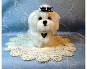 Custom Dog Pet Sculpture Maltese needle felted art