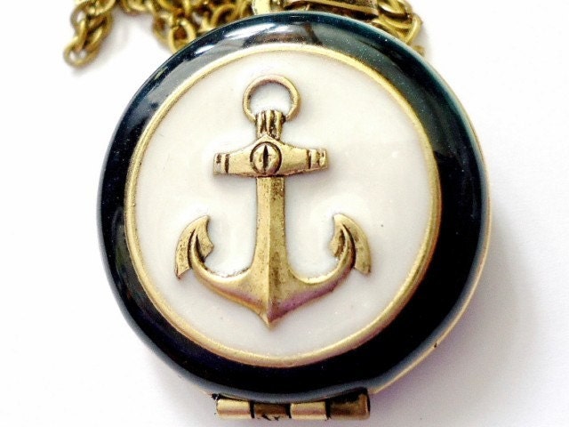 Pearl White Anchor Photo Locket