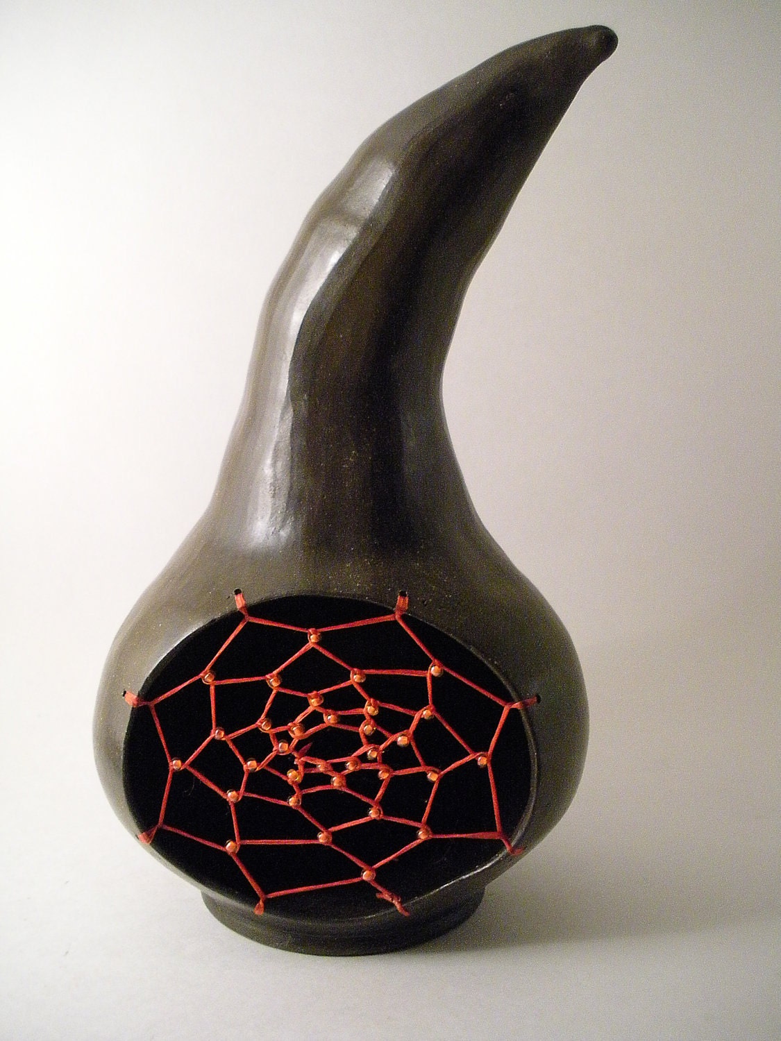Red and Brown Ceramic Dreamcatcher Gourd