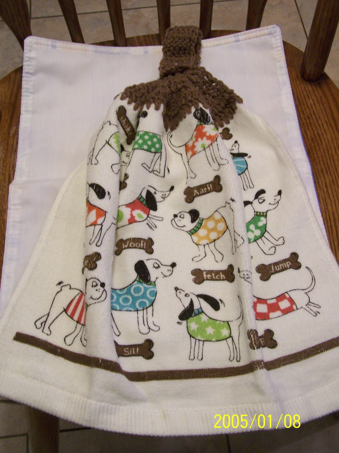 Dogs and Bones Crochet Kitchen Towel