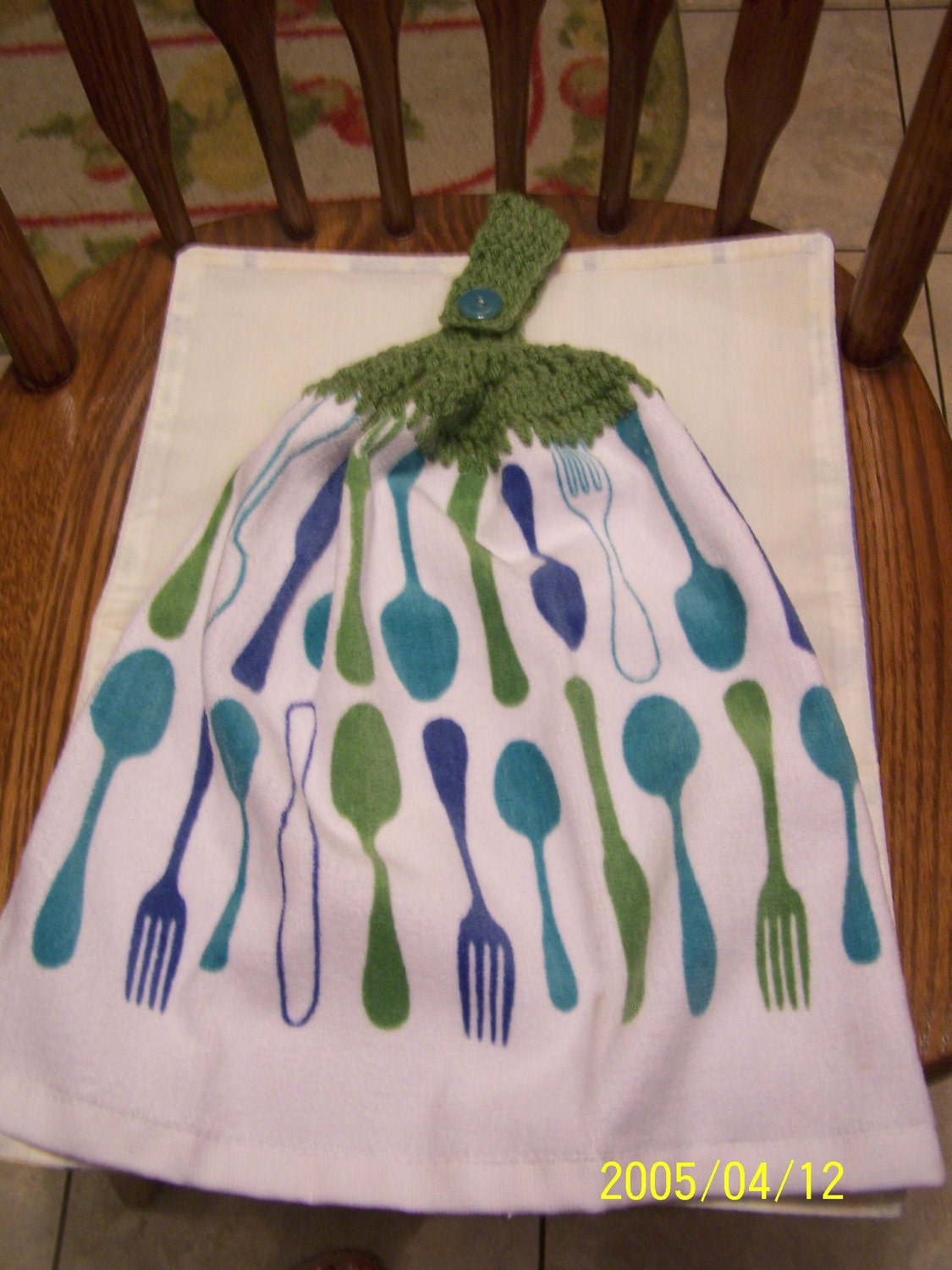 Dinnerware Crochet Top Kitchen Towel - Green top