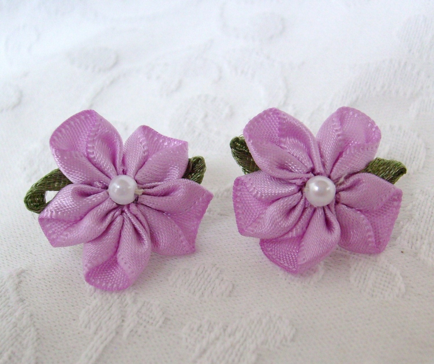 Forget Me Not Blossom Dog Bow Pair in Lavender