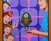 ALIEN Autopsy PARTY Signed CANVAS by David Russell Talbott
