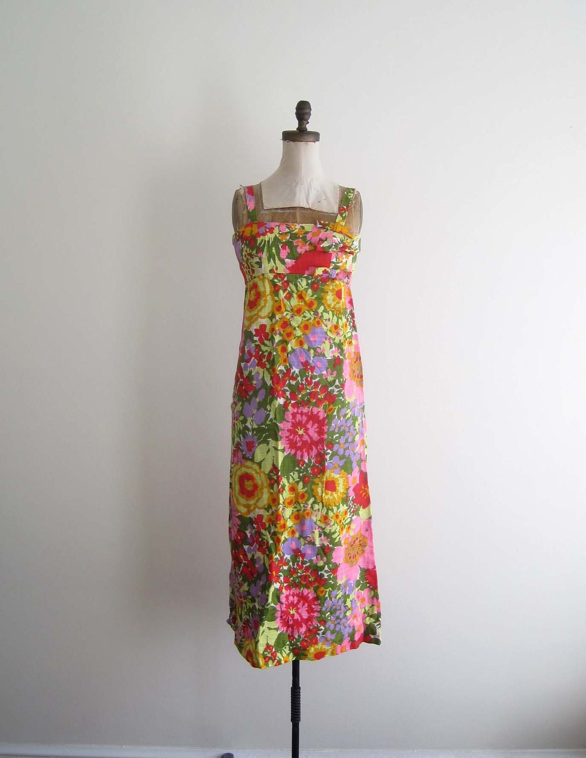 vintage 1960s  dress / maxi dress (  FLOWERS at ANNISQUAM )