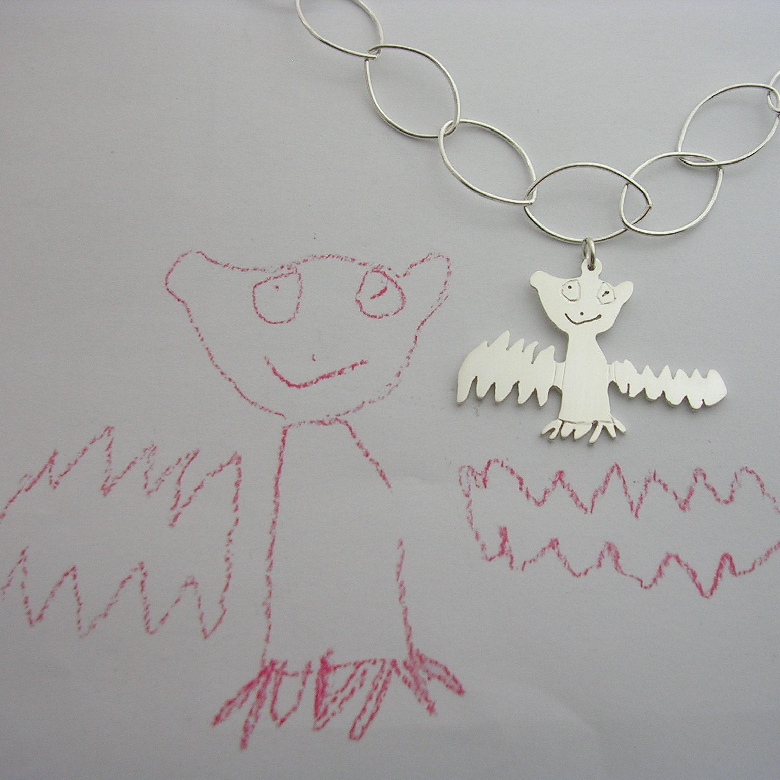 Your childs heart drawing on jewelry